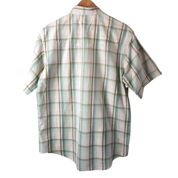 Cowboy Hardware Plaid White Green Short Sleeve Shirt sz M - Picture 6 of 12